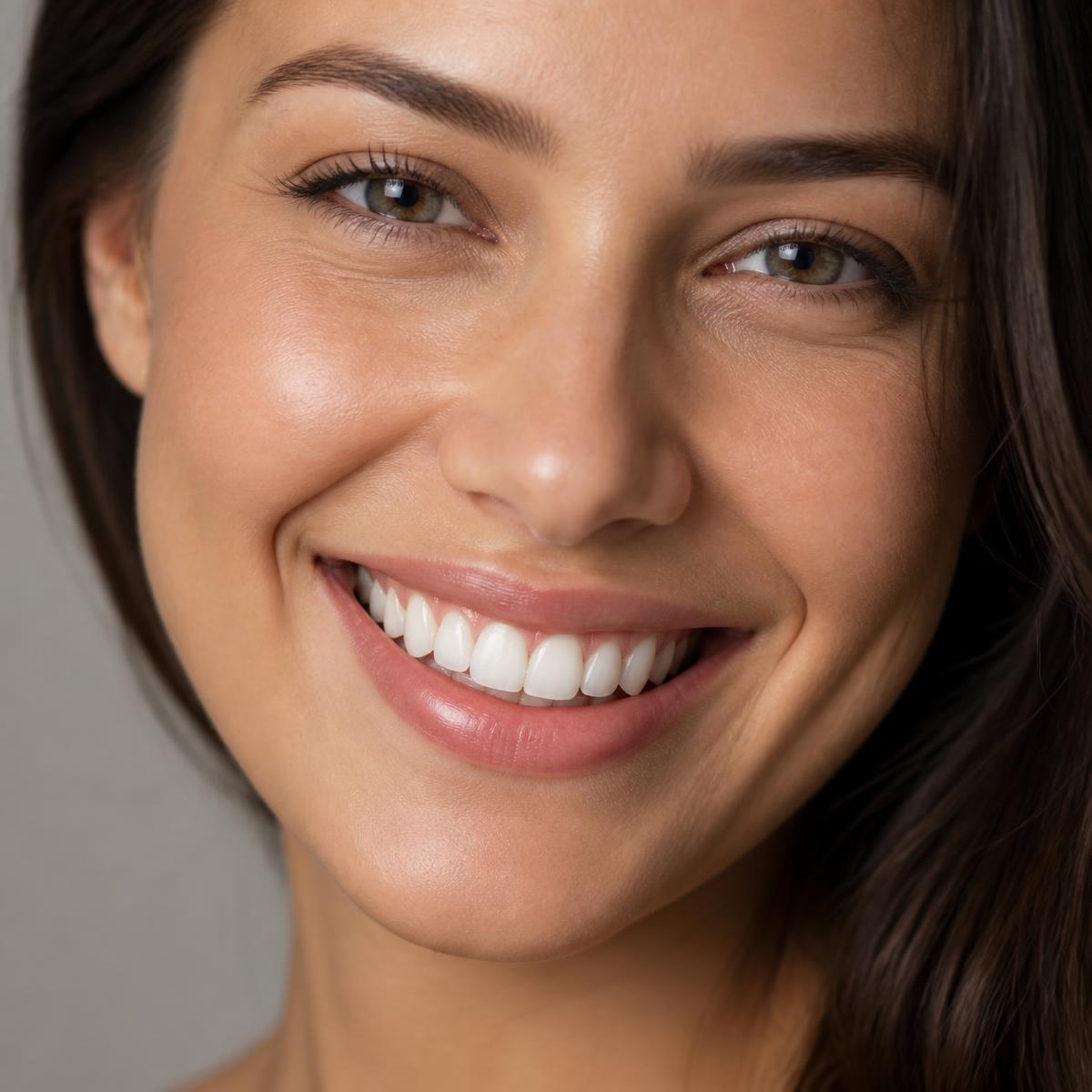 Sorriso natural perfeito após tratamento estético