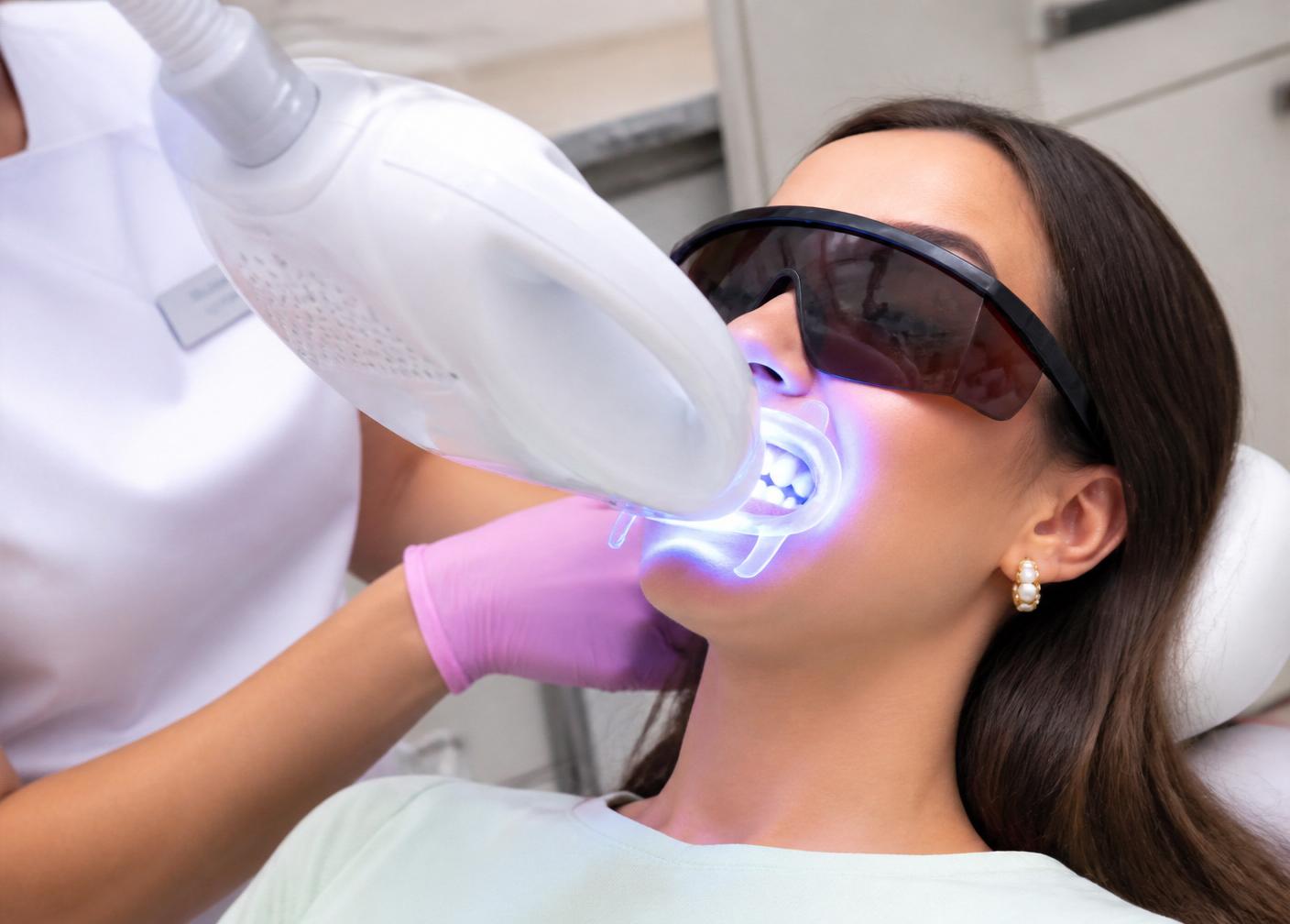 Procedimento de clareamento dental profissional